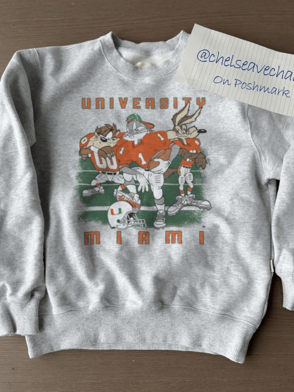 Vintage 90s University of Miami Hurricanes Looney Tunes Football Sweatshirt